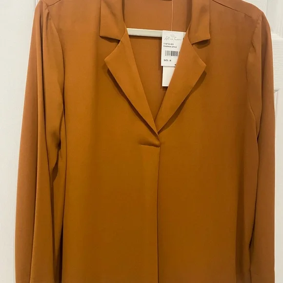 NWT Elegant Rust color long sleeve blouse size Medium polyester - Picture 2 of 7